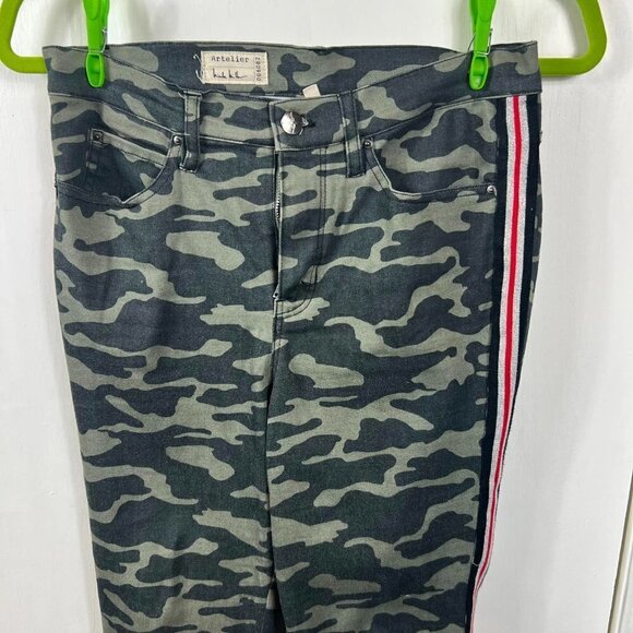 Nicole Miller Camouflage Cropped Skinny Denim Pants with Side Stripes Size 27 - Picture 5 of 11
